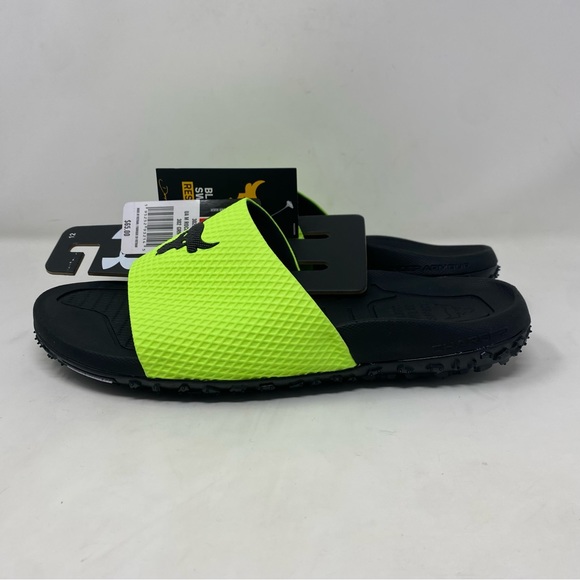 Under Armour Project Rock Slides Mens 12 Michelin Charged Cushioning Lime Green - Picture 5 of 9